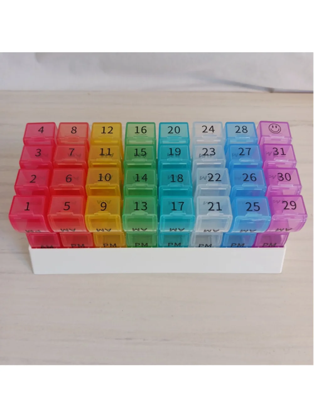 Monthly 31 Day Pill Organizer Am/Pm Compartment Rainbow